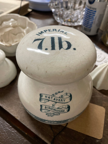 Set of 3 Victorian Ceramic 1 & 7 Pound Scale Weights circa 1890