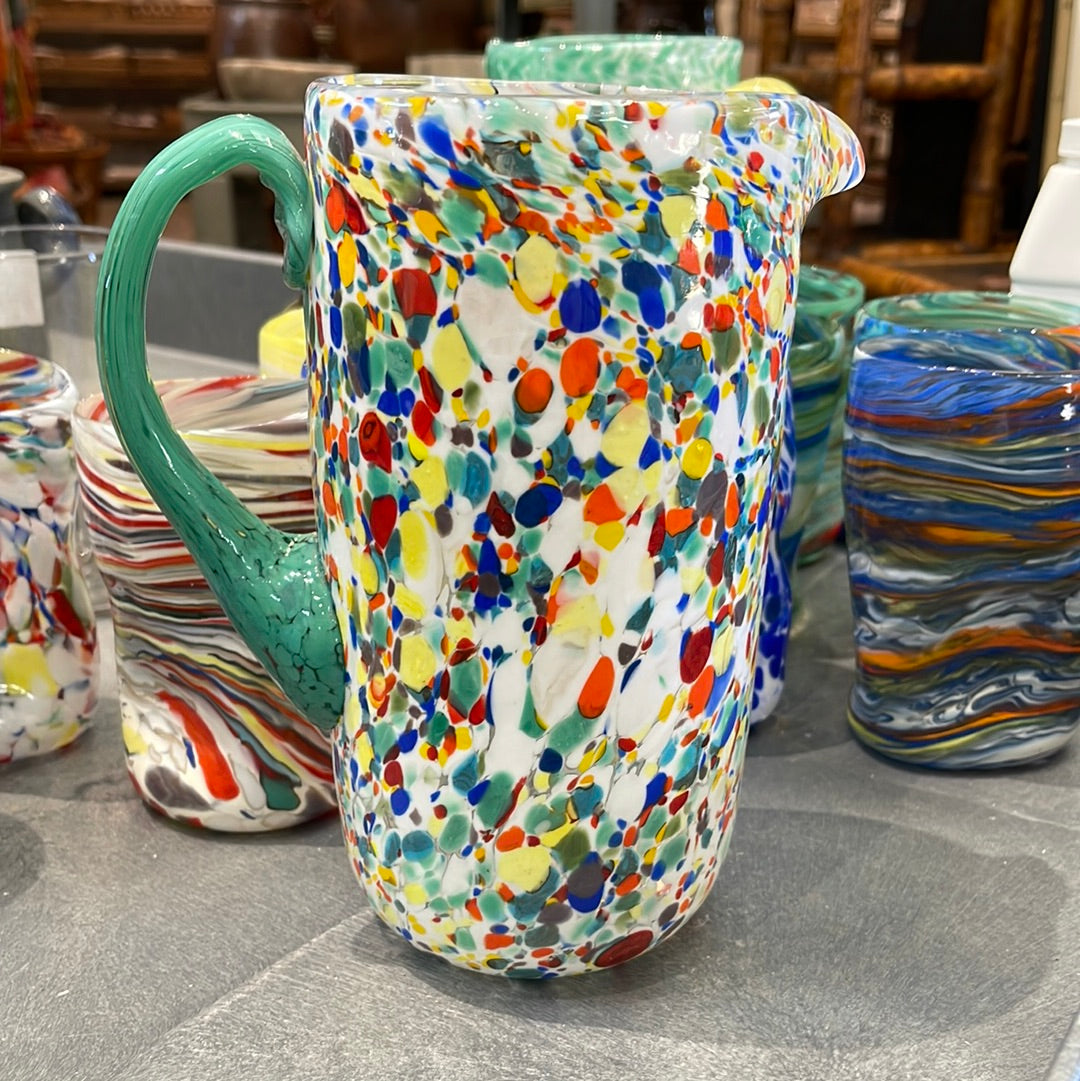 Rainbow Speckles Murano Glass Pitcher