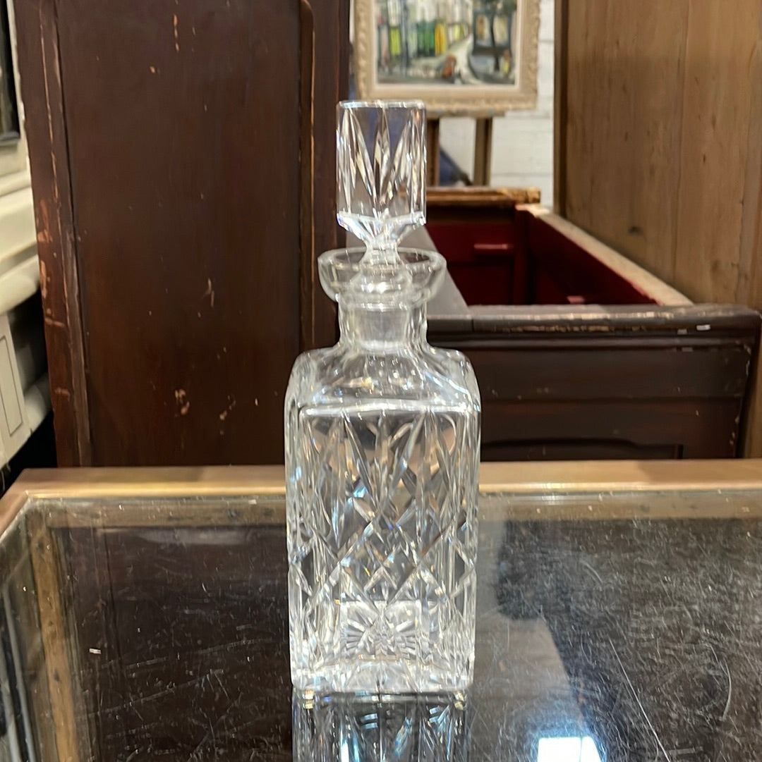 Square Cut Glass Decanter with Lid UK 1920