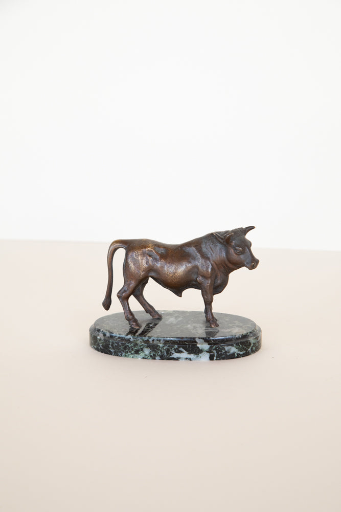 Bronze Bull on Marble Stand