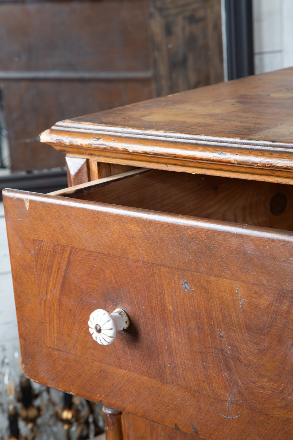 Large French 3 Drawer Dresser wish White Knobs and Light Top