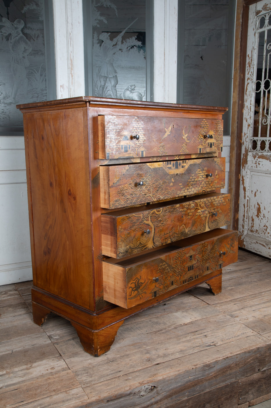 French Chinoiserie Painted Chest of Drawers