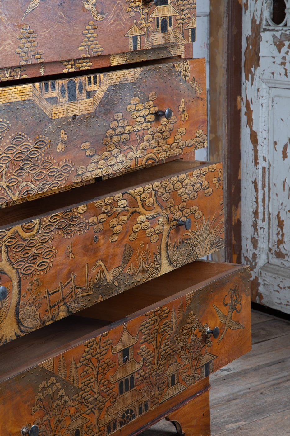 French Chinoiserie Painted Chest of Drawers