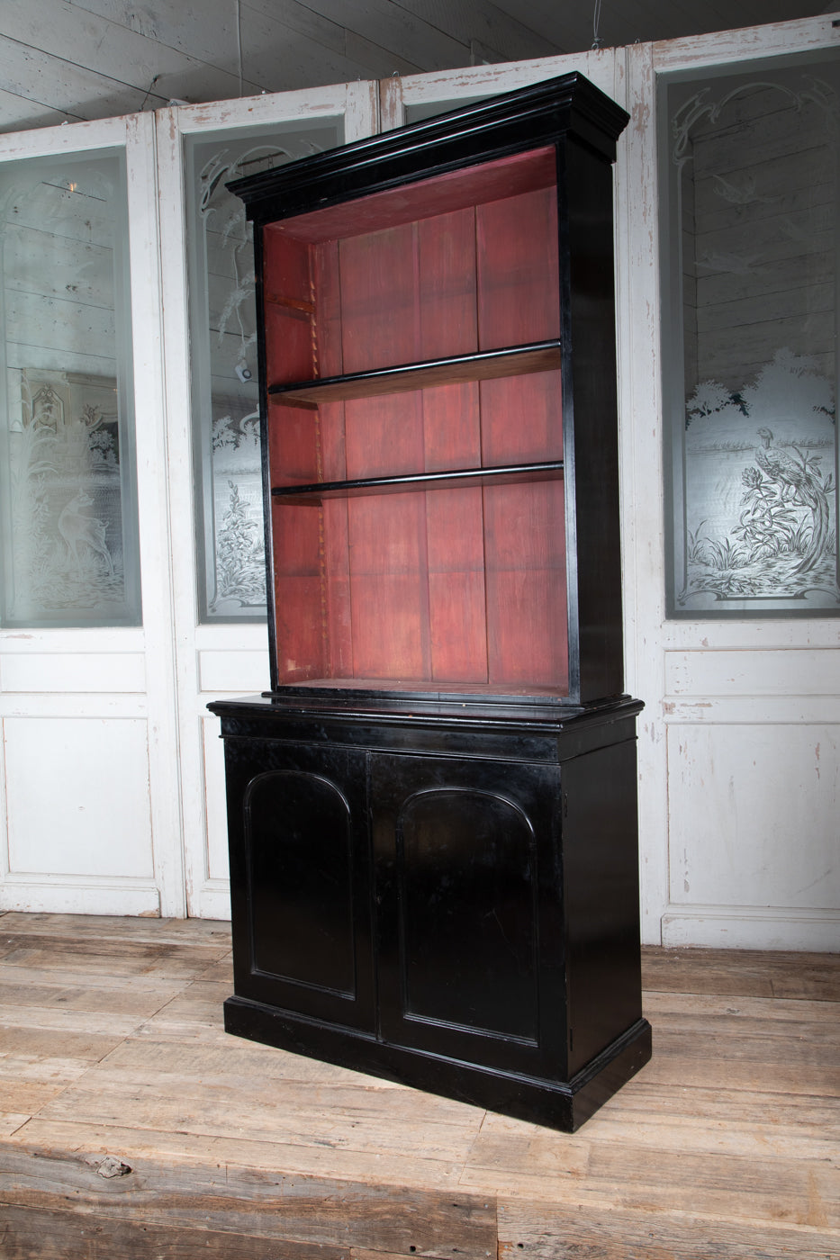 Victorian Ebonized Glazed Bookcase