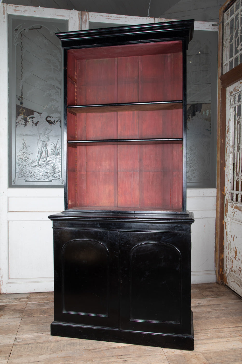 Victorian Ebonized Glazed Bookcase