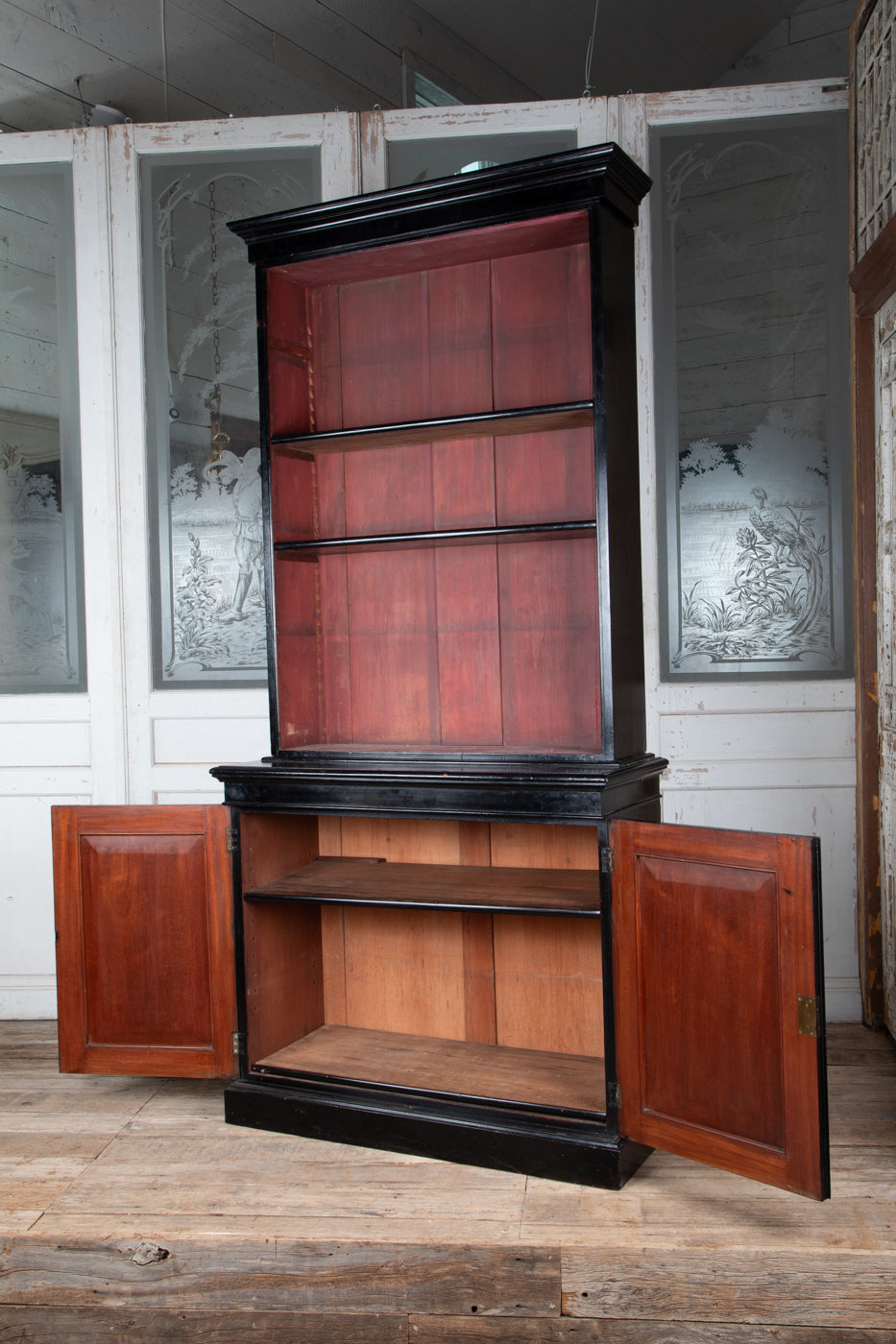 Victorian Ebonized Glazed Bookcase