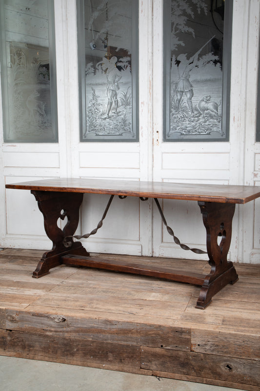 Table with Heart Carving and Iron Stretcher