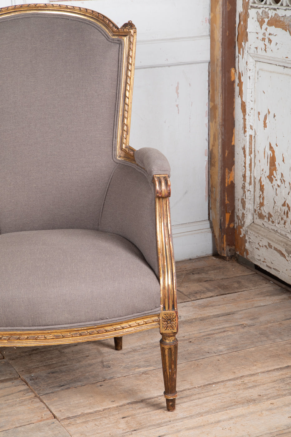 Louis XVI Style Gilt Bergere Armchair