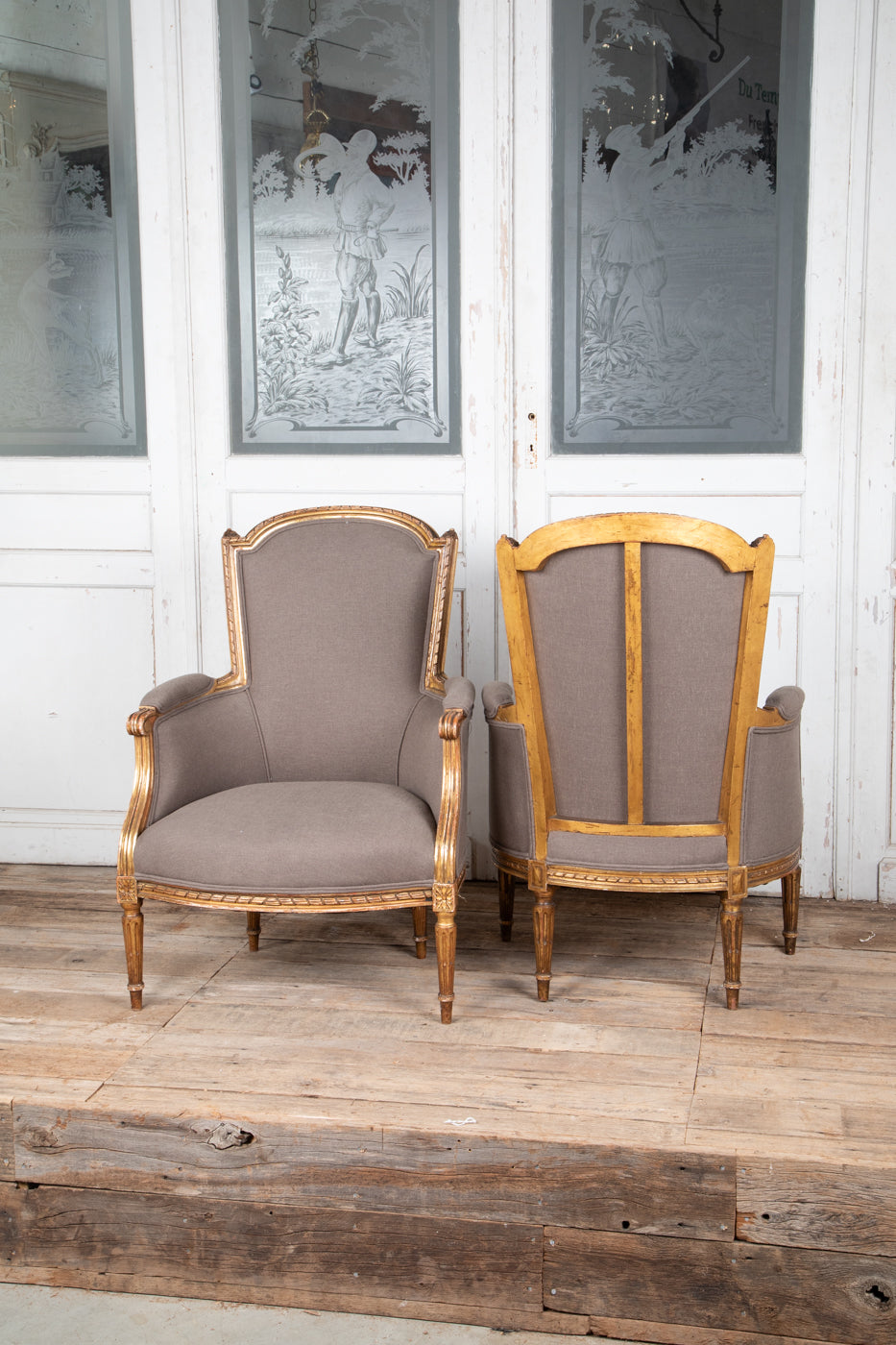 Louis XVI Style Gilt Bergere Armchair