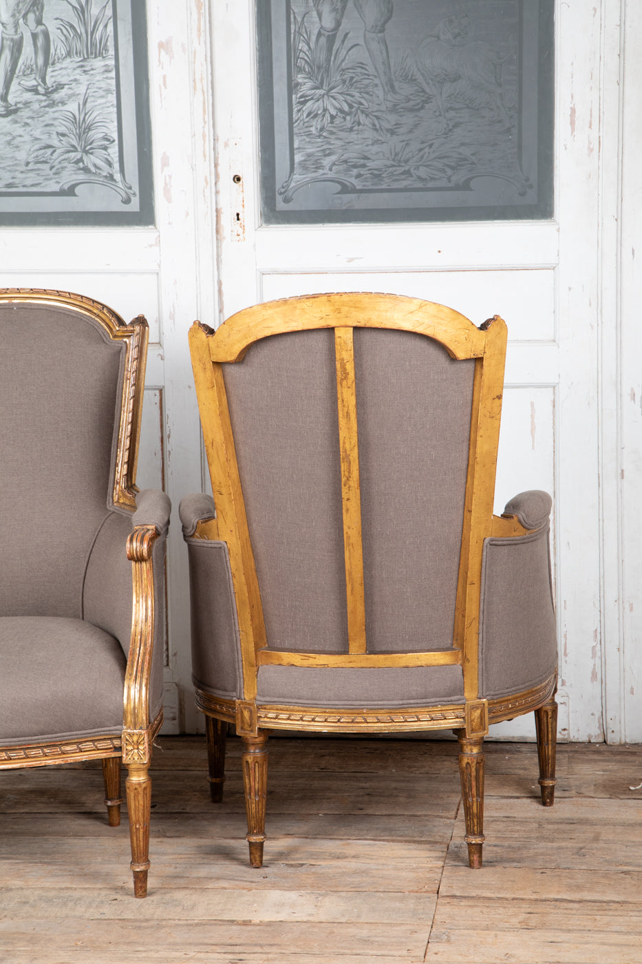 Louis XVI Style Gilt Bergere Armchair