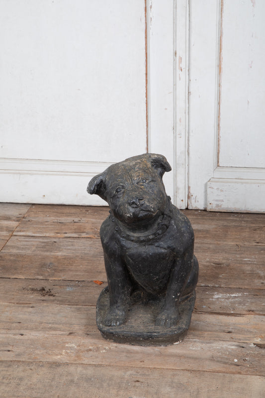 Black Concrete Bull Terrier Garden Statuary