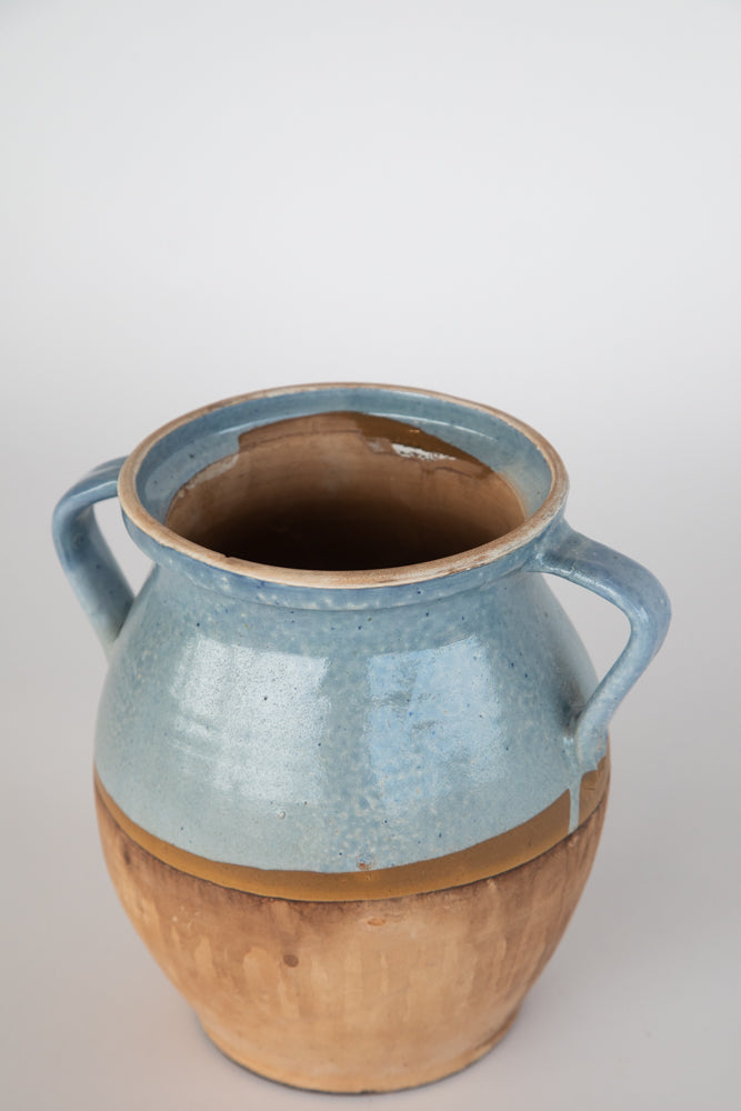 Blue Terra Cotta Pot with 2 Handles