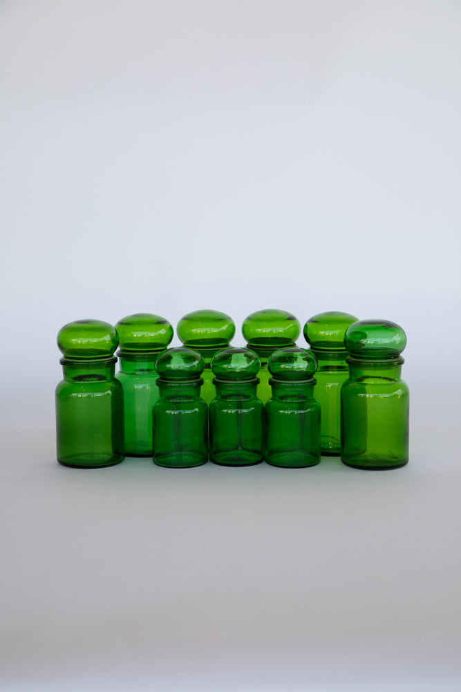 Green Glass Jar with Bulb Top and Seal