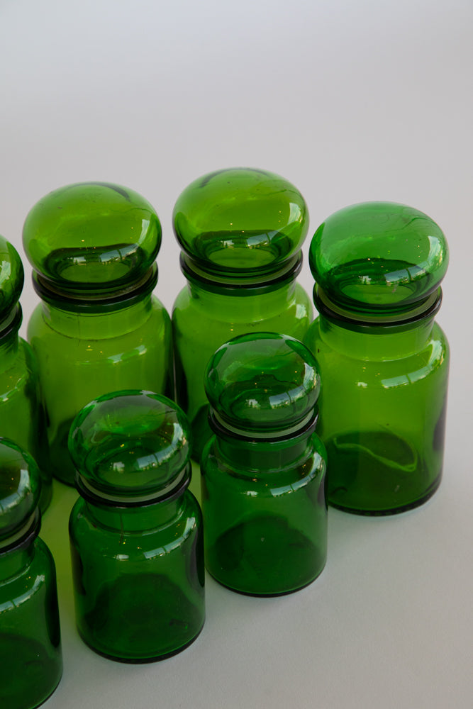 Green Glass Jar with Bulb Top and Seal