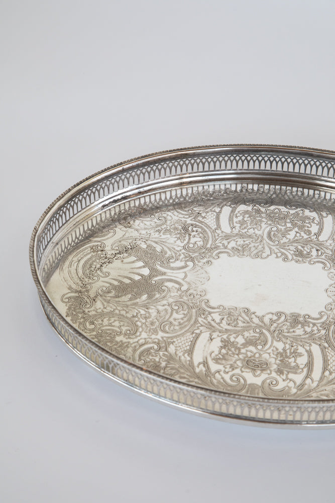 Silver Plate Galleried Serving Tray - Various