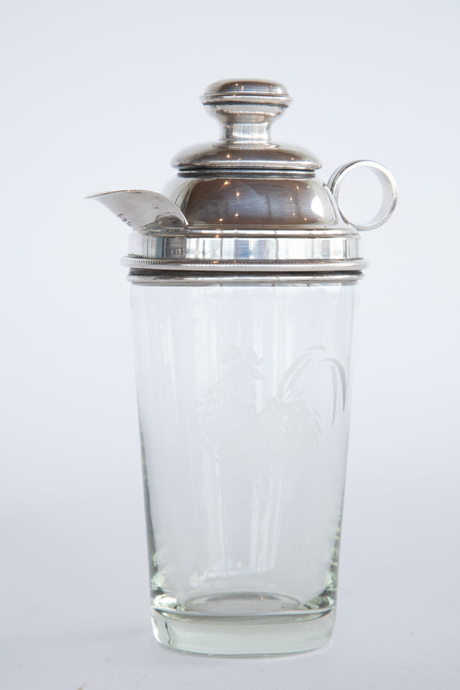 Glass and Silver Plate Cocktail Shaker UK 1910