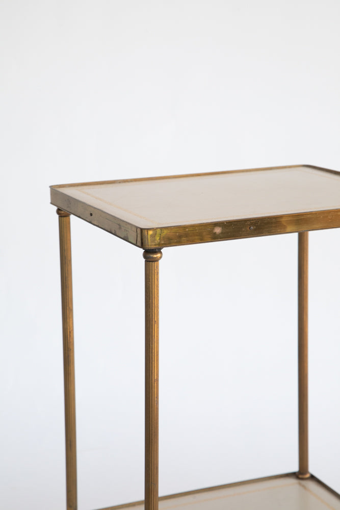 Mid Century Glass and Brass End Table