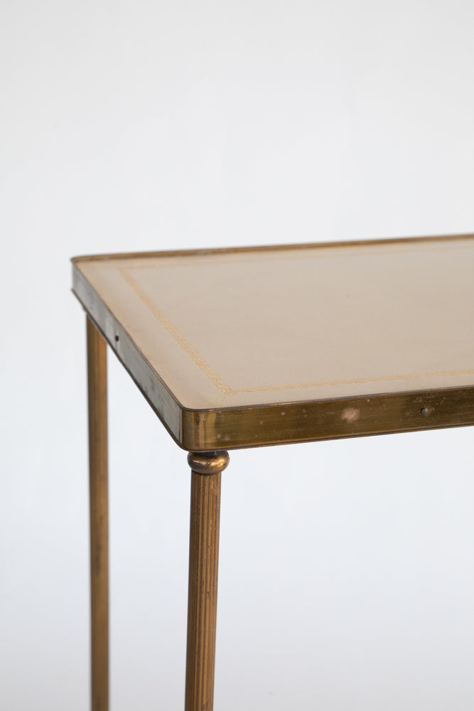 Mid Century Glass and Brass End Table