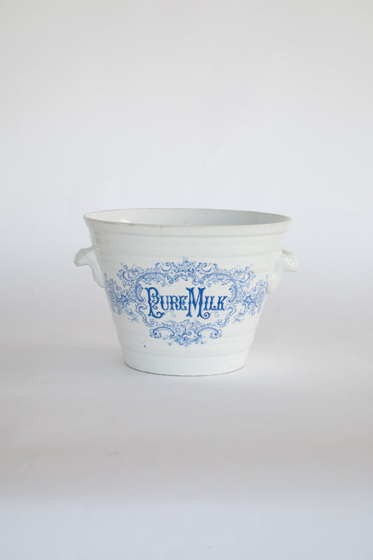 "Pure Milk" Ironstone Dairy Pail ~Rare~ 19th Century