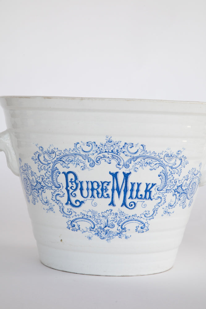 "Pure Milk" Ironstone Dairy Pail ~Rare~