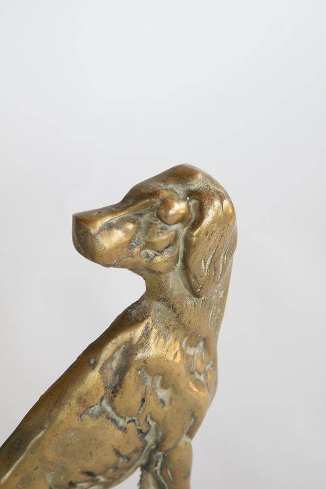 Pair Victorian Brass Hound Doorstops