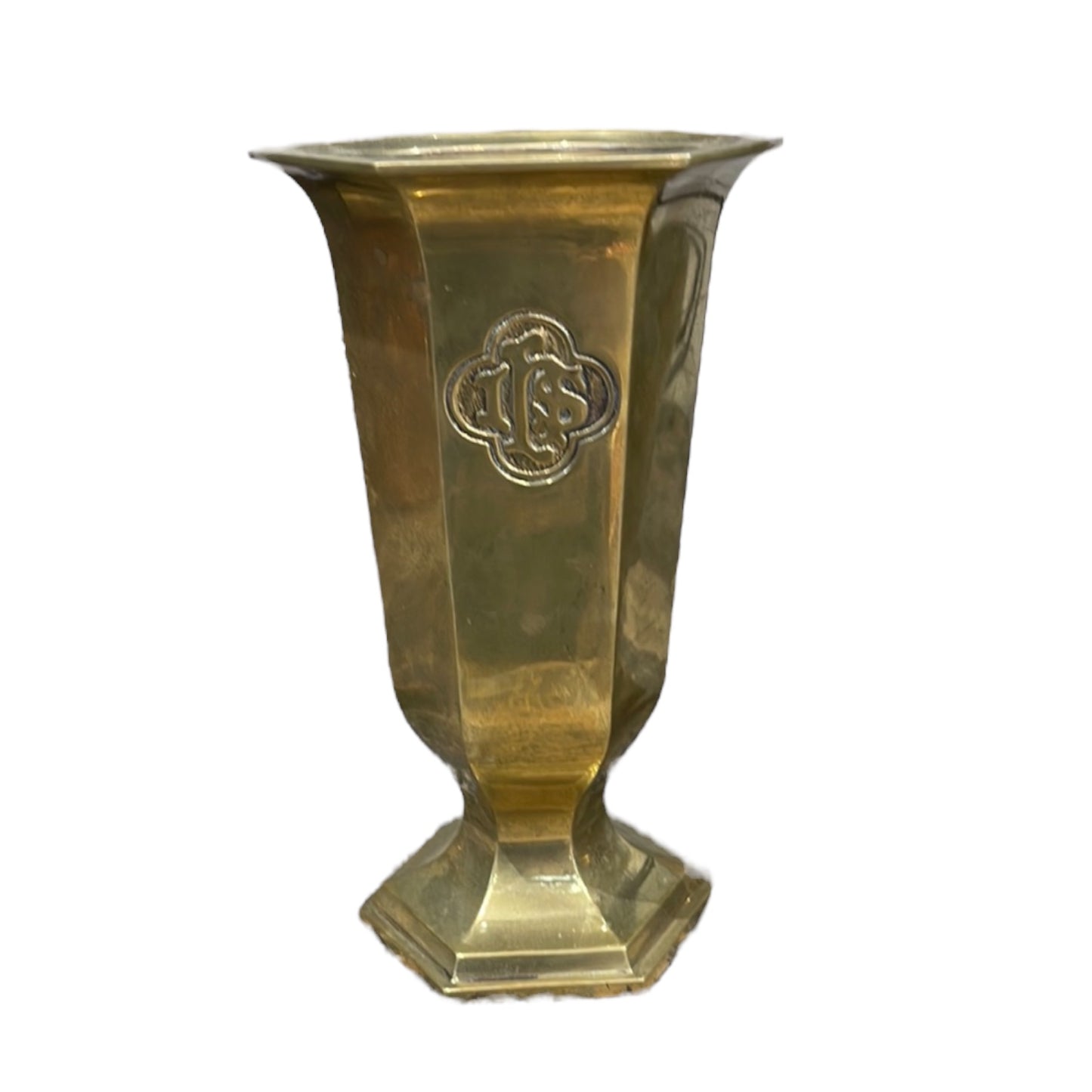 Heavy Brass Religious  Vase - 10"