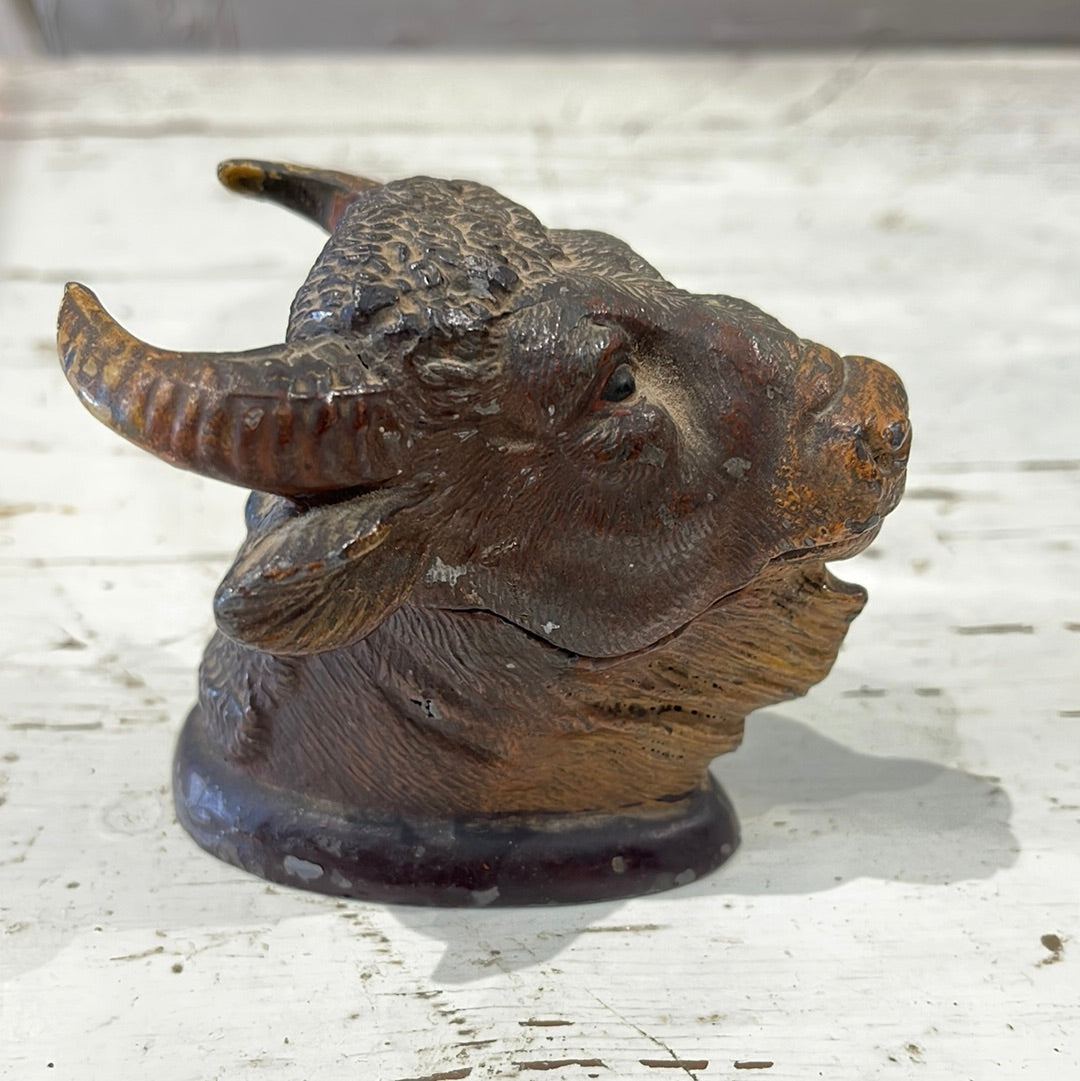 Bronze Bull Ink Pot. - The White Barn Antiques