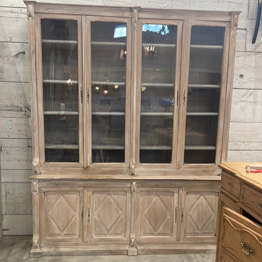 French Walnut China Cabinet with Glass Doors - The White Barn Antiques